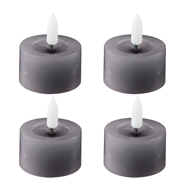 LED telys 4,5x2,5 cm 4 stk dark gray