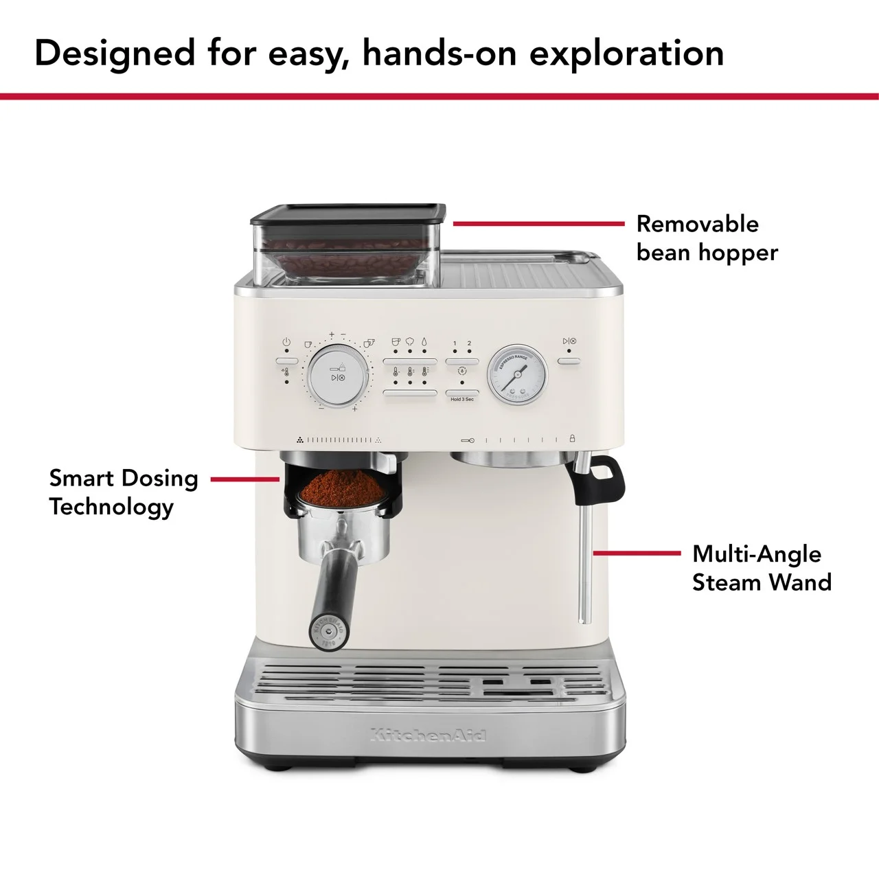 Semi Automatic Espresso Machine with Burr Grinder, KES6551(Candy Apple Red) - Image 10