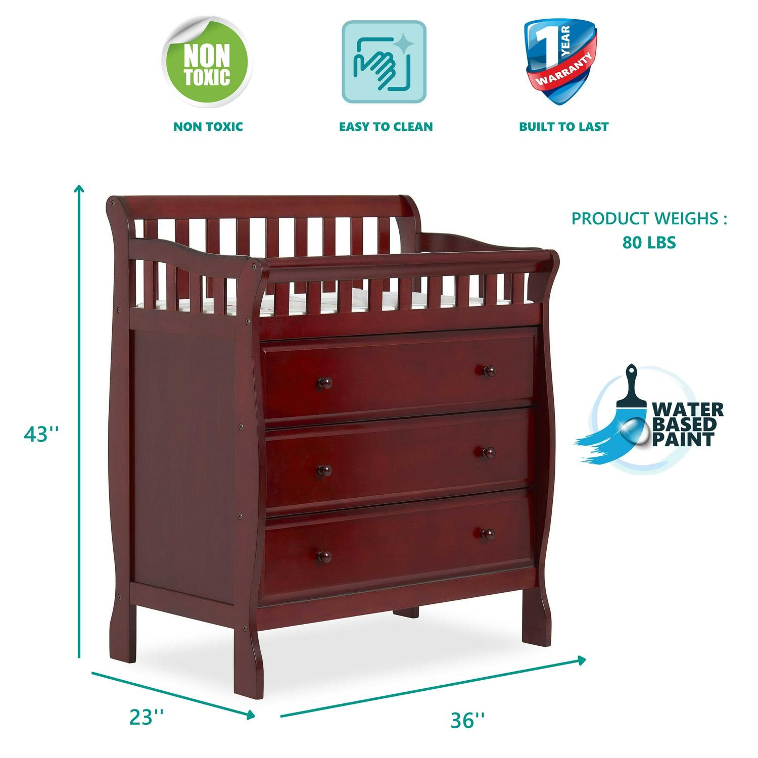 Dream on Me Marcus Changing Table and Dresser. Cherry
