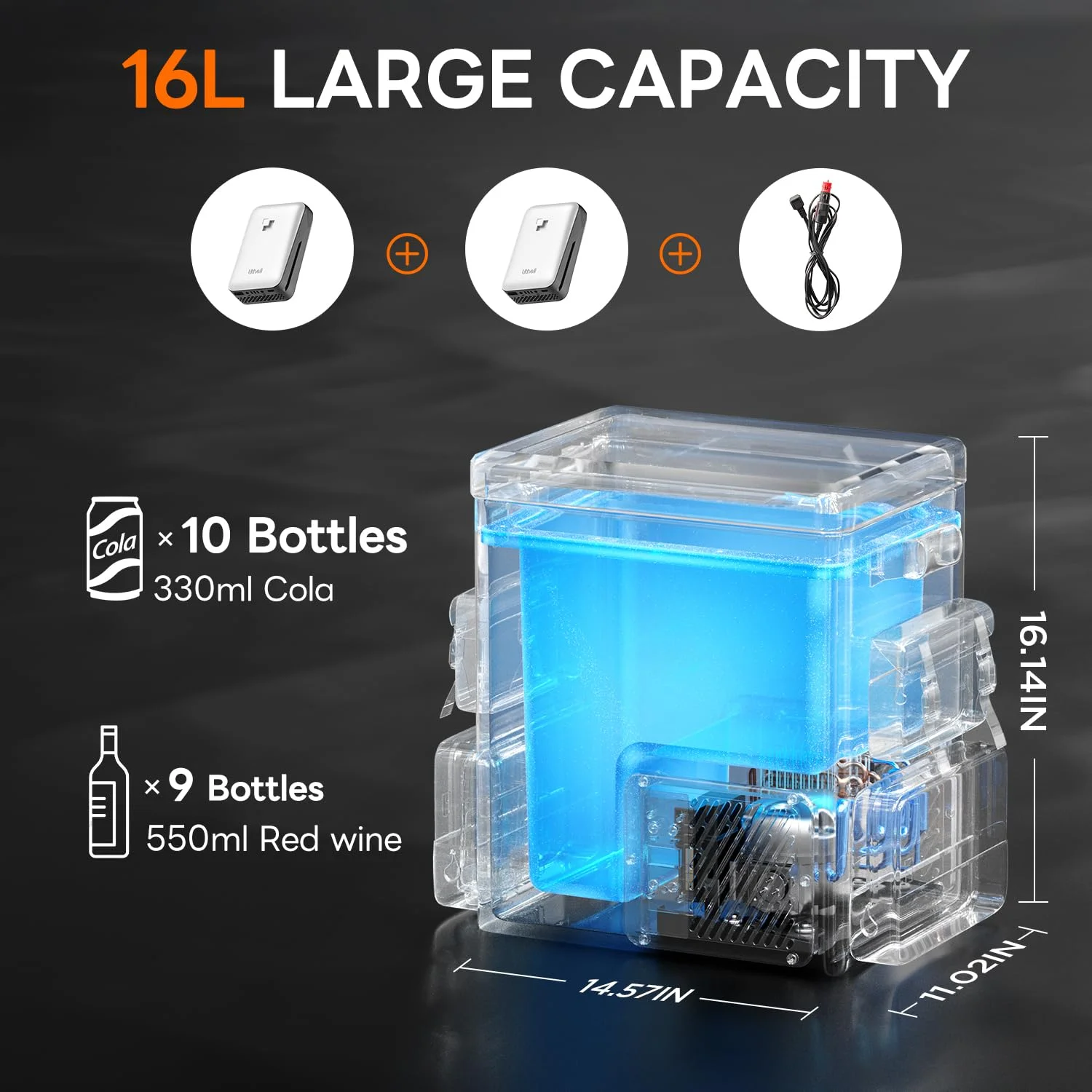 Litheli 16 L Backpack Refrigerator, Portable Electric Fridge Freezer Compressor Cooler for Fast Cooling Down to - 4°f with Ergonomic Backpack Design for Camping, Road Trips, RV, Boat, Beach