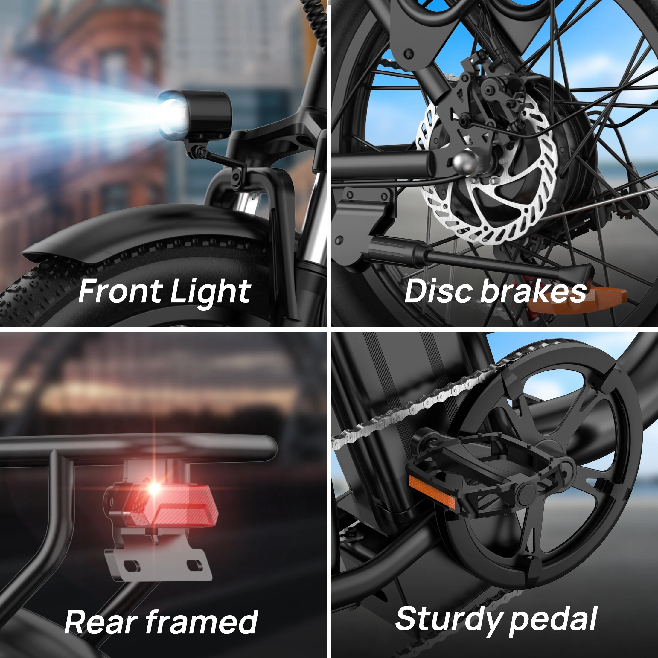 Electric Bike for Adults, 745W Peak Motor Ebike, 48V 13Ah Removable Battery, 20MPH,80 Miles Max, 20" Fat Tire Electric Bicycle with Colorful Display, All-Terrain E-Bike for Adults and Teens - Image 6
