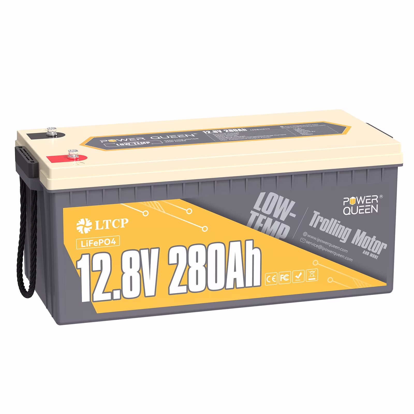 12V 280Ah Low Temp Protection LiFePO4 Lithium Battery with 200A BMS For Solar RV Marine Off grid
