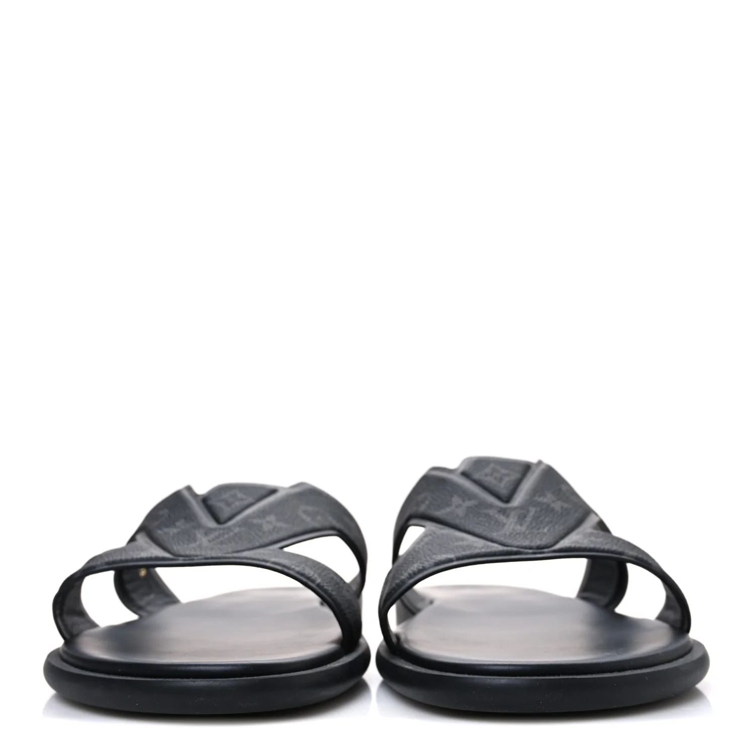Monogram Eclipse Calfskin Mens LV Oasis Mules 12 Black