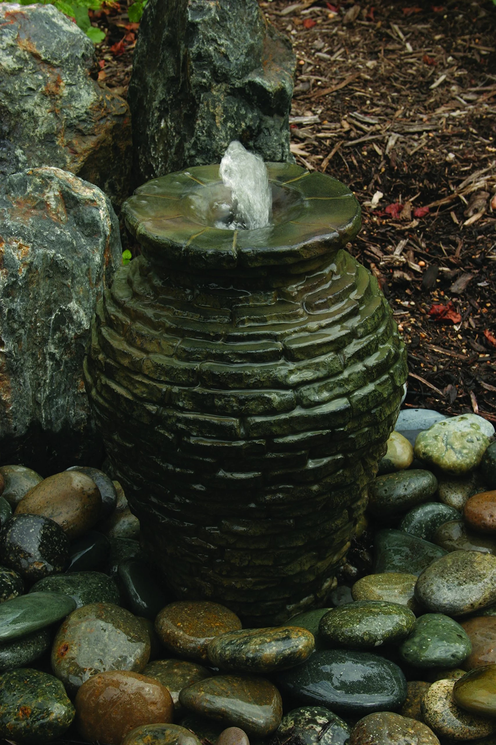 Aquascape 58014 Landscape and Garden, Mini Stacked Urn Water Fountain, Gray Slate