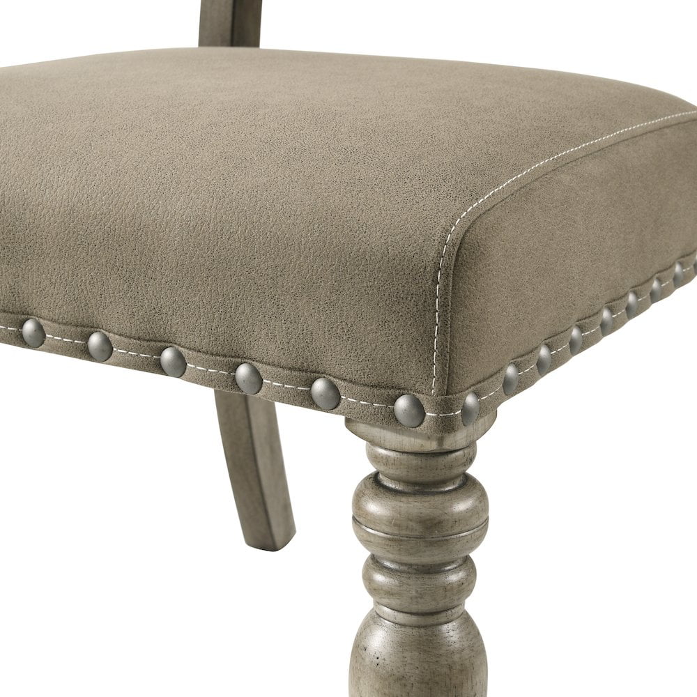 Birmingham Nailhead 6 - Piece Table with Nail Head Bench Dining Set, Driftwood