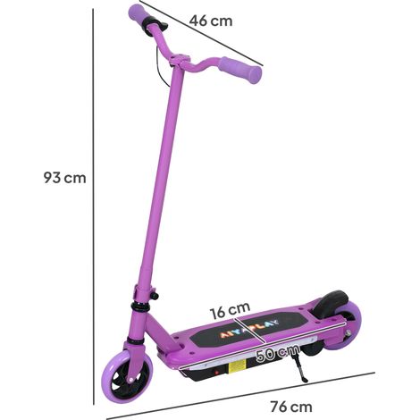 Trottinette électrique pour enfants 6-14 ans. vitesse maximale 10 km/h. lumières LED colorées. frein électrique. violet — vue 3