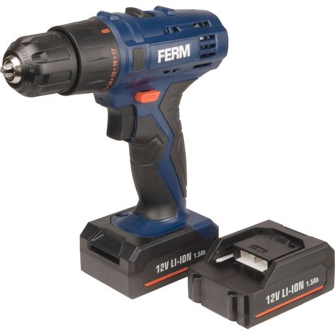 FERM CDM1119 Perceuse sans fil 12V - 2 batteries Li-Ion 1.5Ah incluses — vue 1