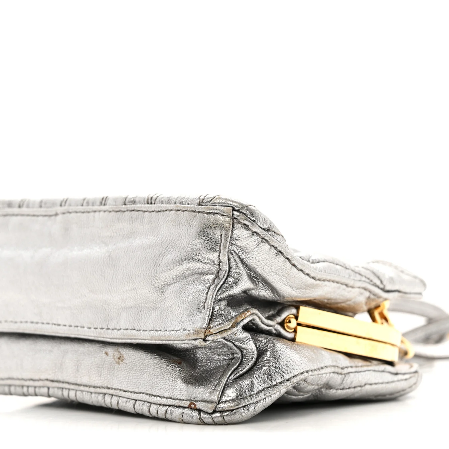 Metallic Matelasse Lux Mini Crossbody Tote Cromo