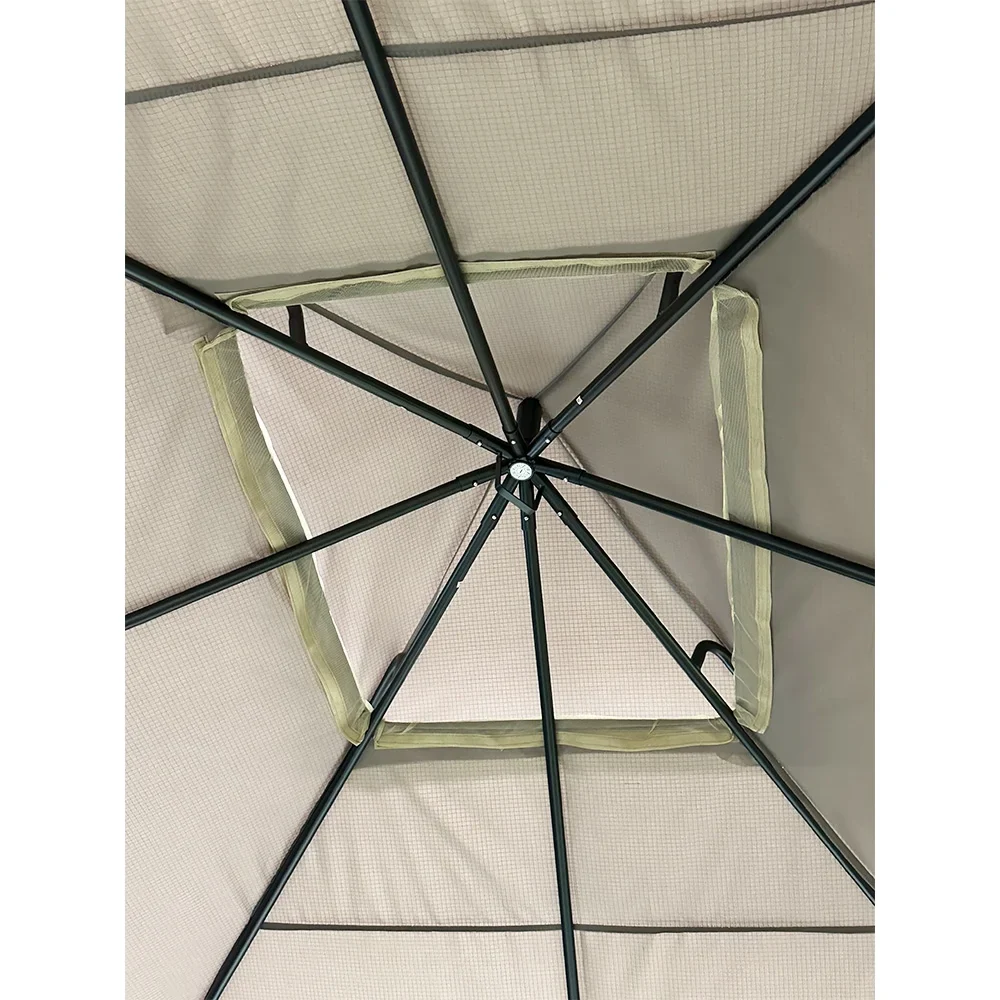 Garden Winds Custom Fit Replacement Canopy Top Cover and Netting Set Compatible with Backyard Creations 184DGZ1-PU-25 13' x 10' Roof Style Gazebo - Upgraded RipLock 350 Fabric - Slate Gray