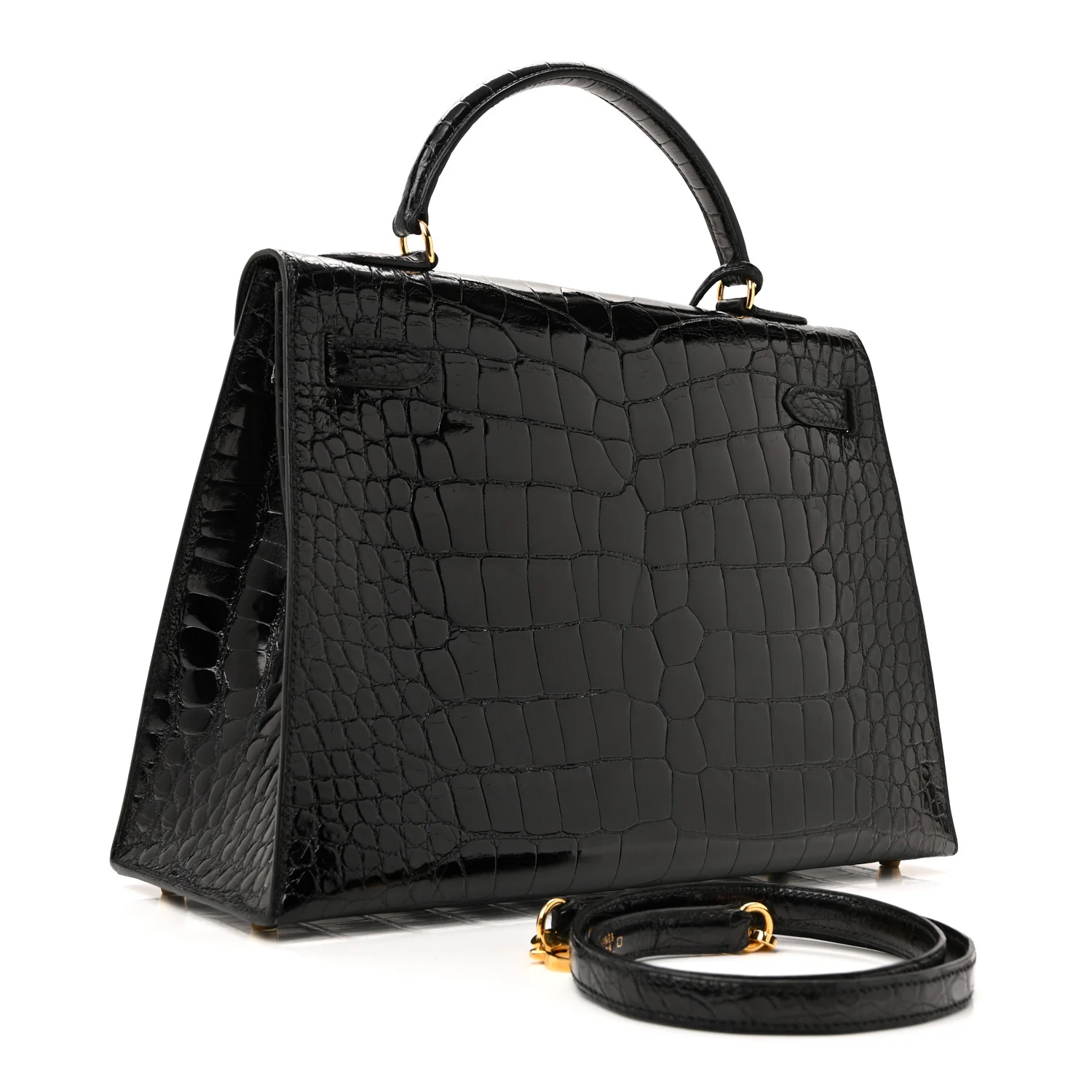 Shiny Alligator Kelly Sellier 32 Black
