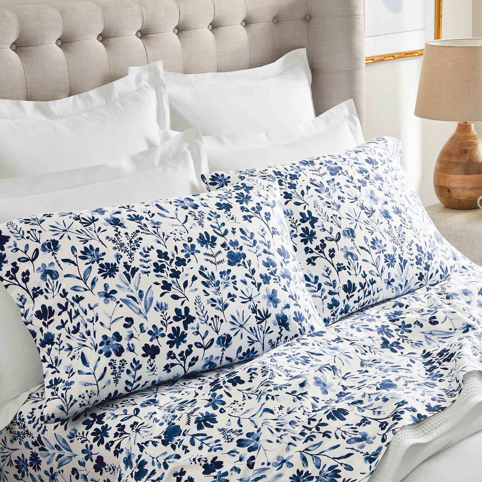 Boll & Branch Signature Botanical 4-Piece Organic Cotton Sheet Set - Navy