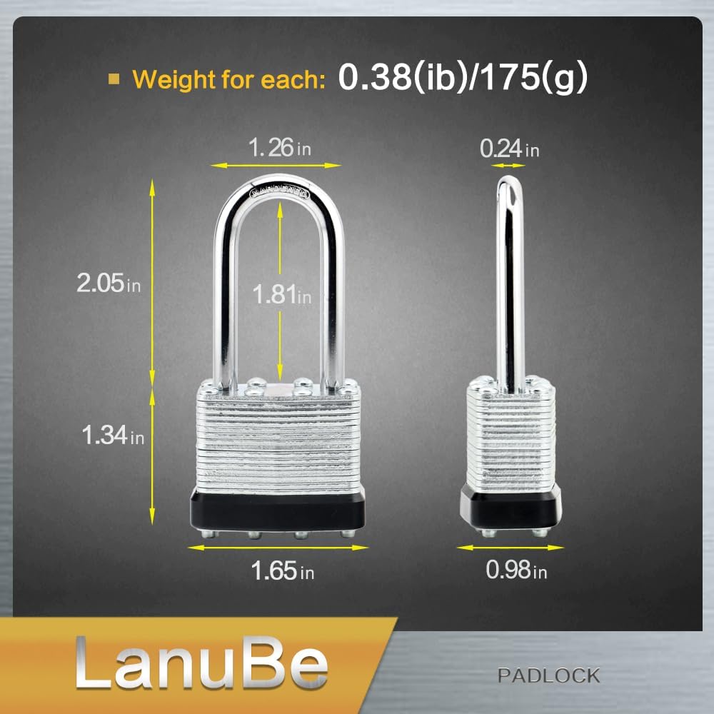 LanuBe Lock Laminated keyed Padlock (1-9/16