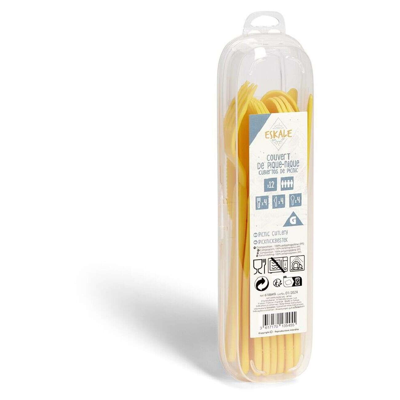 Couvert à pique-nique 4 personnes x12  jaune
