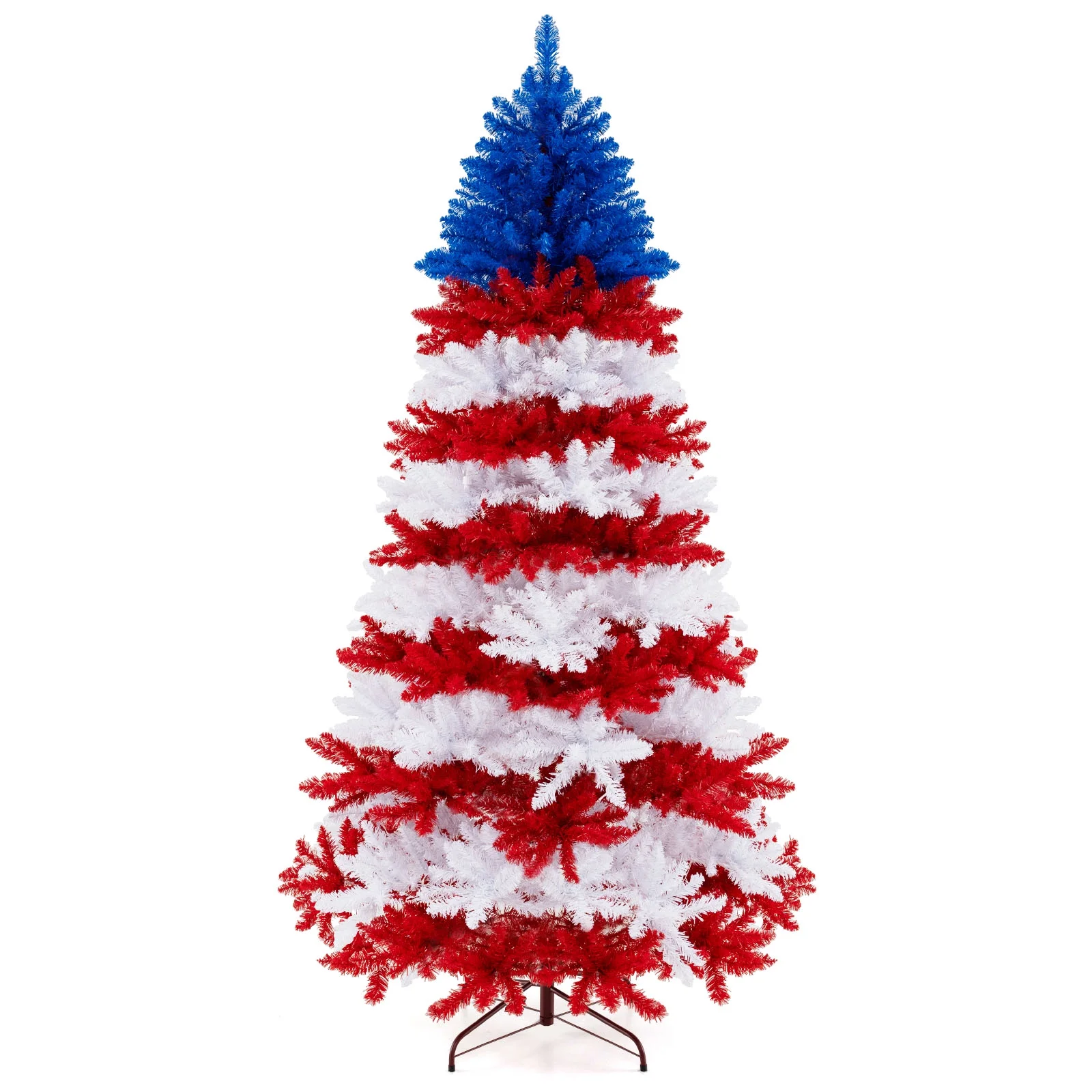 7.5 FT Patriotic Pre-Lit Artificial Christmas Tree with 1341 Branch Tips 480 Lights - Image 9