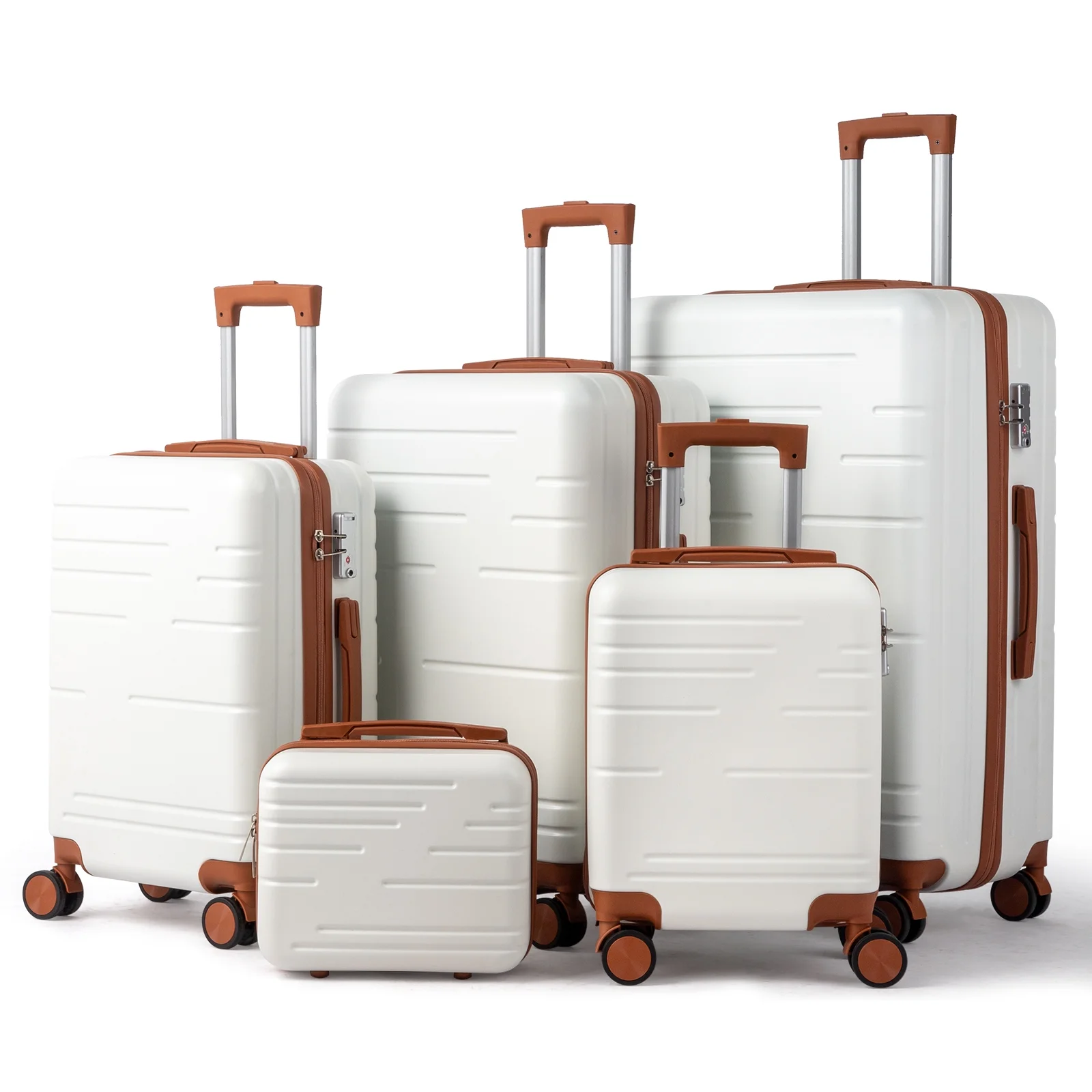 Zimtown Luggage 3 Piece Set Suitcase ABS Hardside Lightweight with TSA Lock Spinner Wheels, Beige