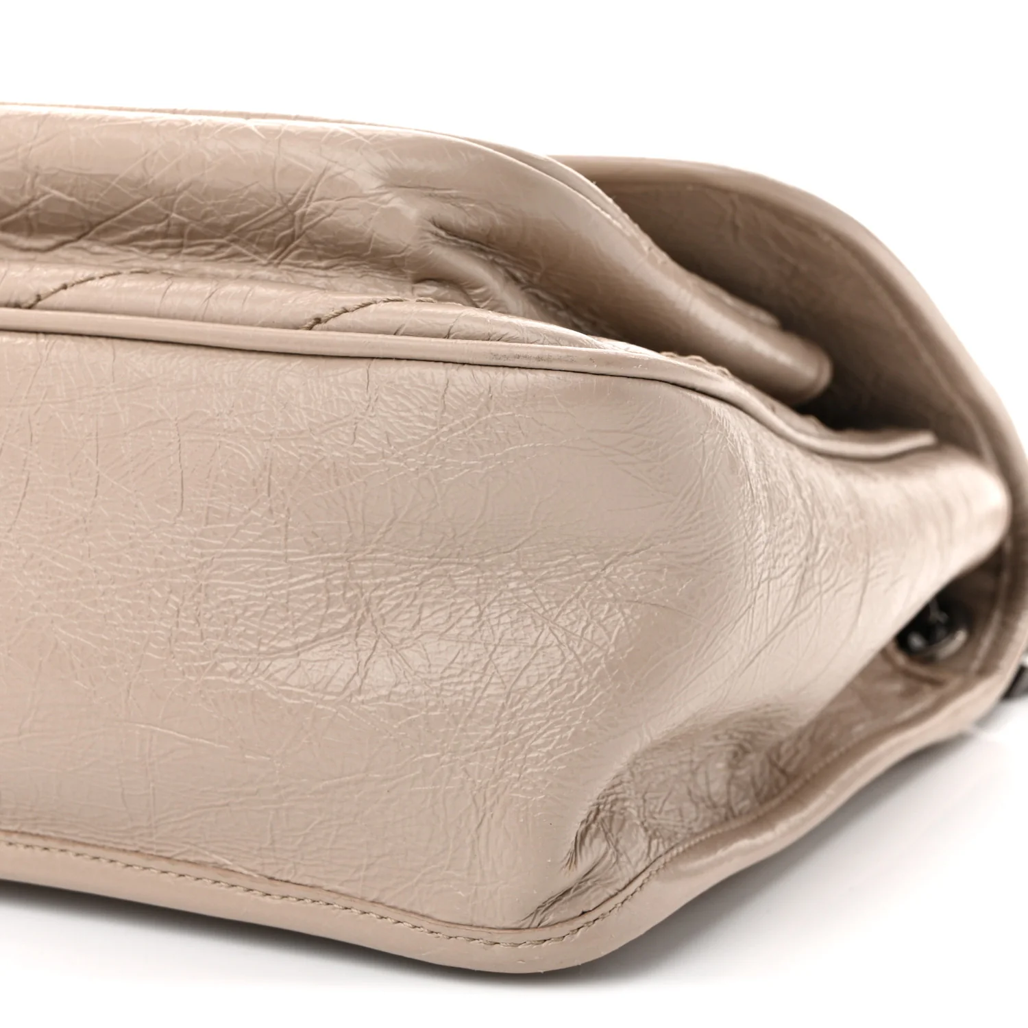 Crinkled Calfskin Matelasse Monogram Medium Niki Chain Satchel Light Natural