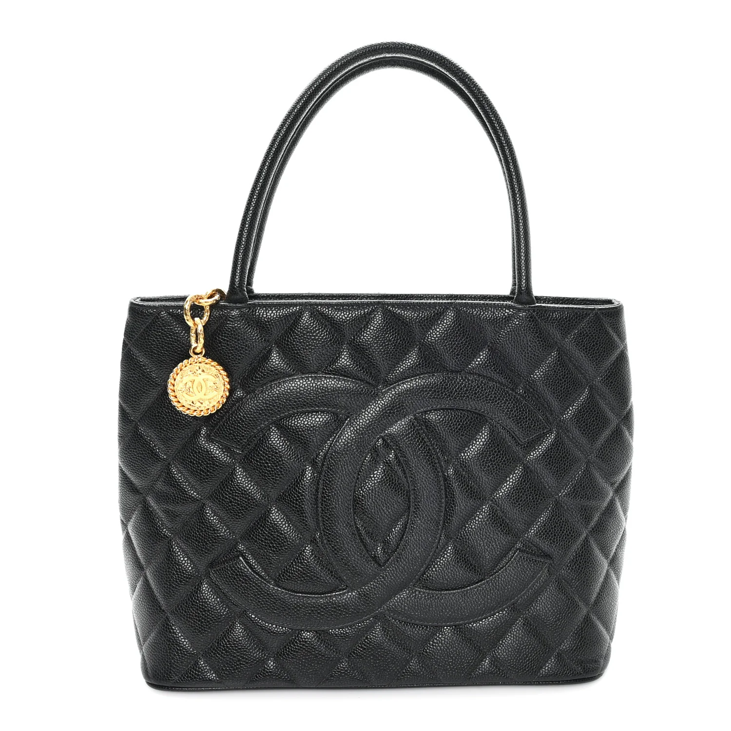 Caviar Quilted Medallion Tote Black