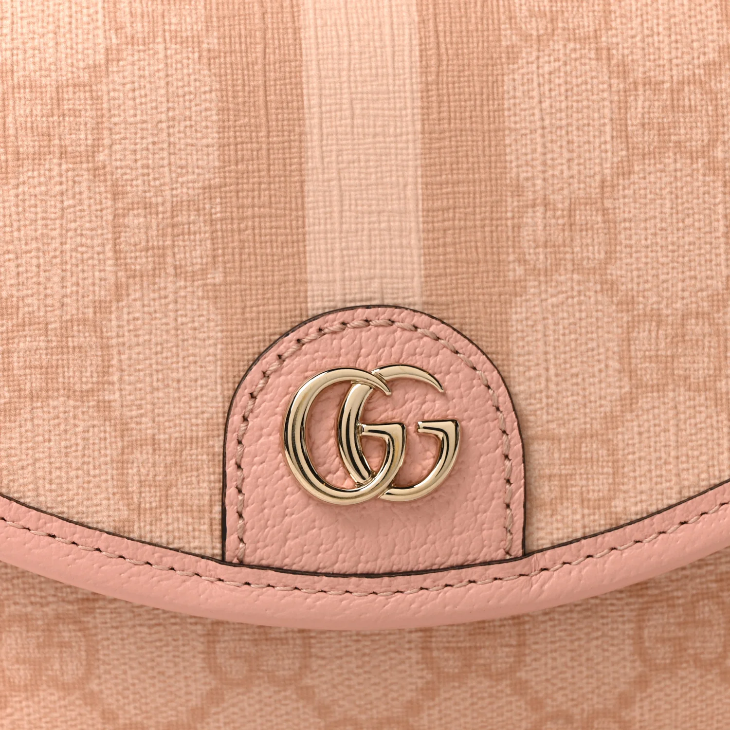 GG Supreme Monogram Textured Dollar Calfskin Mini Ophidia Flap Shoulder Bag Rose Pink