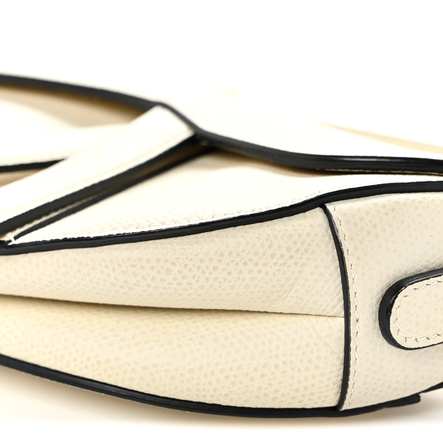 Grained Calfskin Mini Saddle Bag White