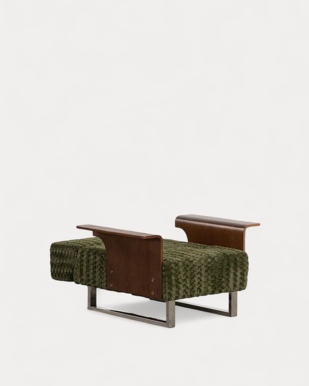 Furry - Sillón Reclinable con Reposapiés de Tela y Madera 70s Furry