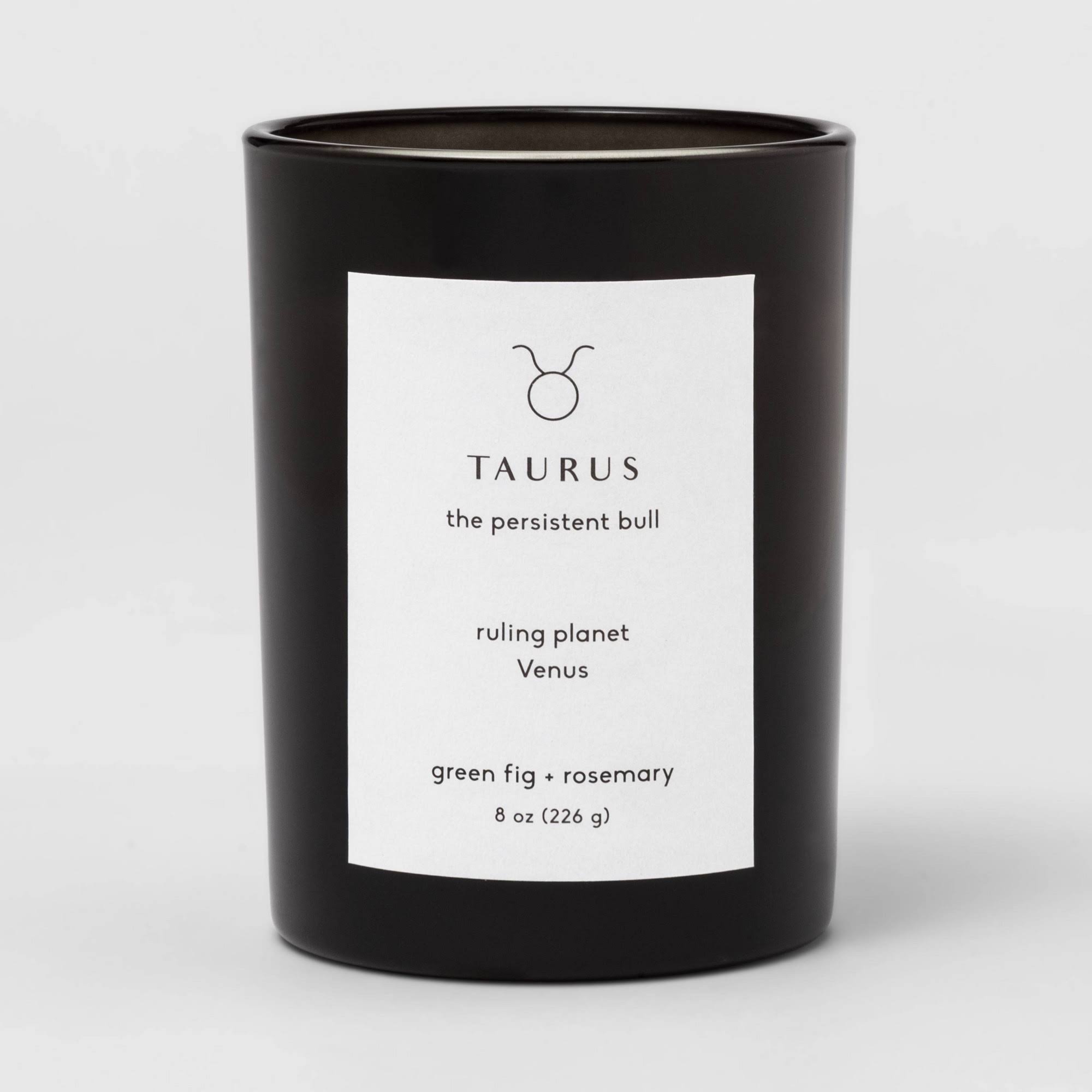 8oz Glass Jar Zodiac Taurus Candle Black - Project 62
