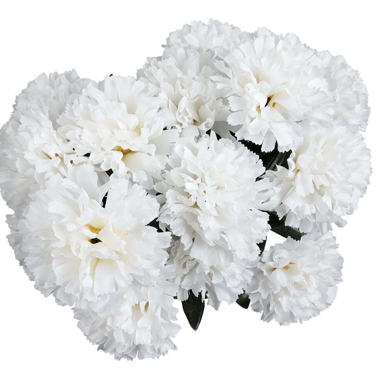 Piquet oeillets blanc bouquet fleur artificielle Ø20xH46cm