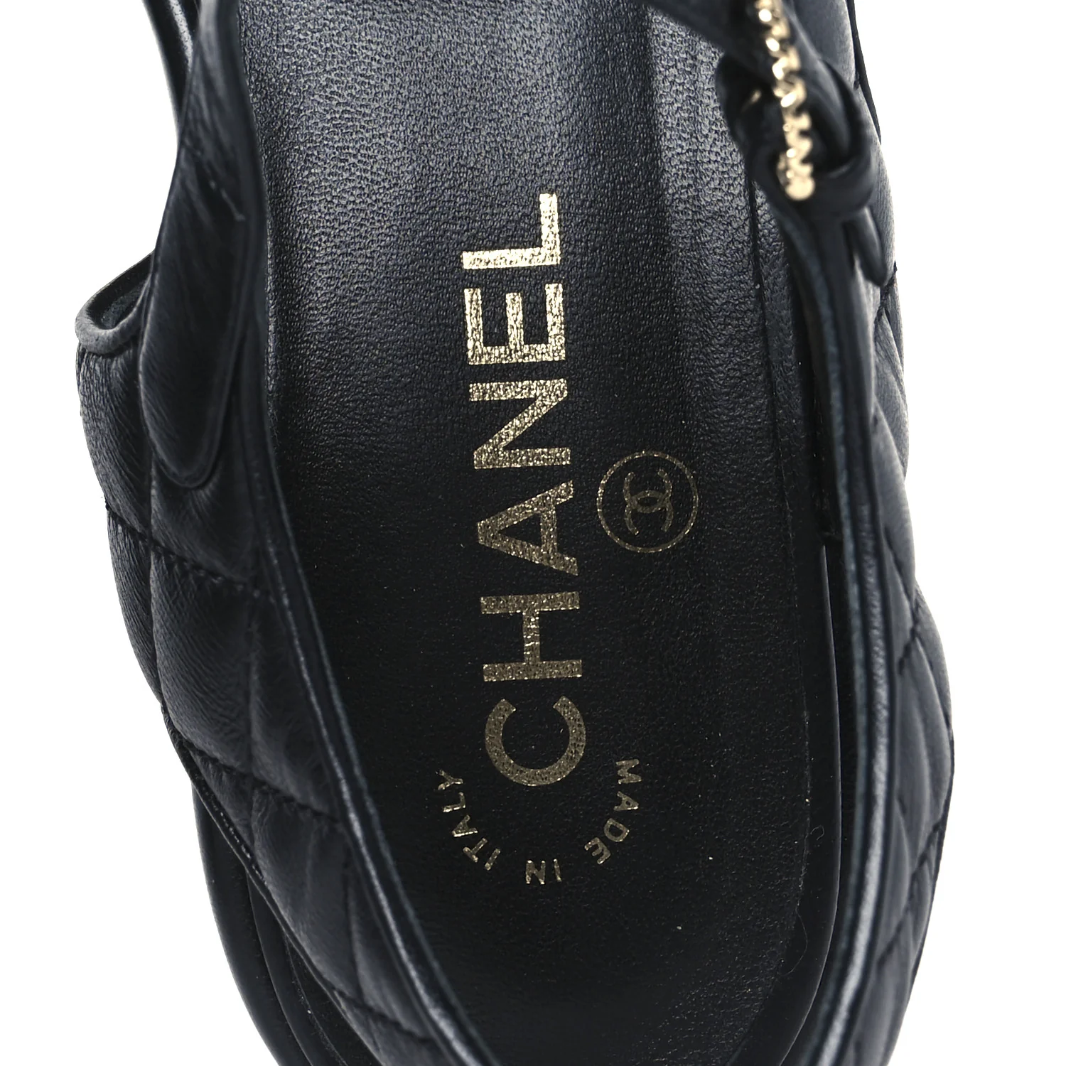 Lambskin Quilted CC Platform Sandals 39.5 Black