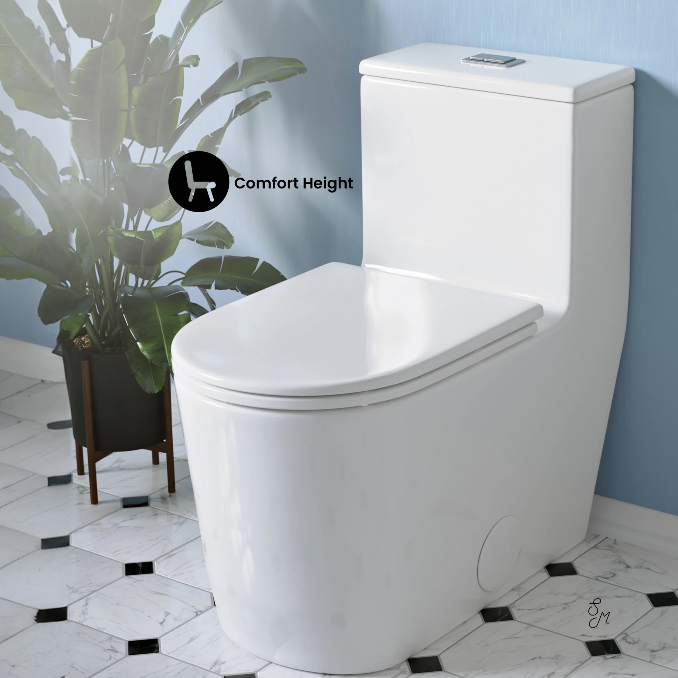 Liberte One-Piece Elongated Toilet Dual-Flush 1.1/1.6 gpf(White) - Image 4