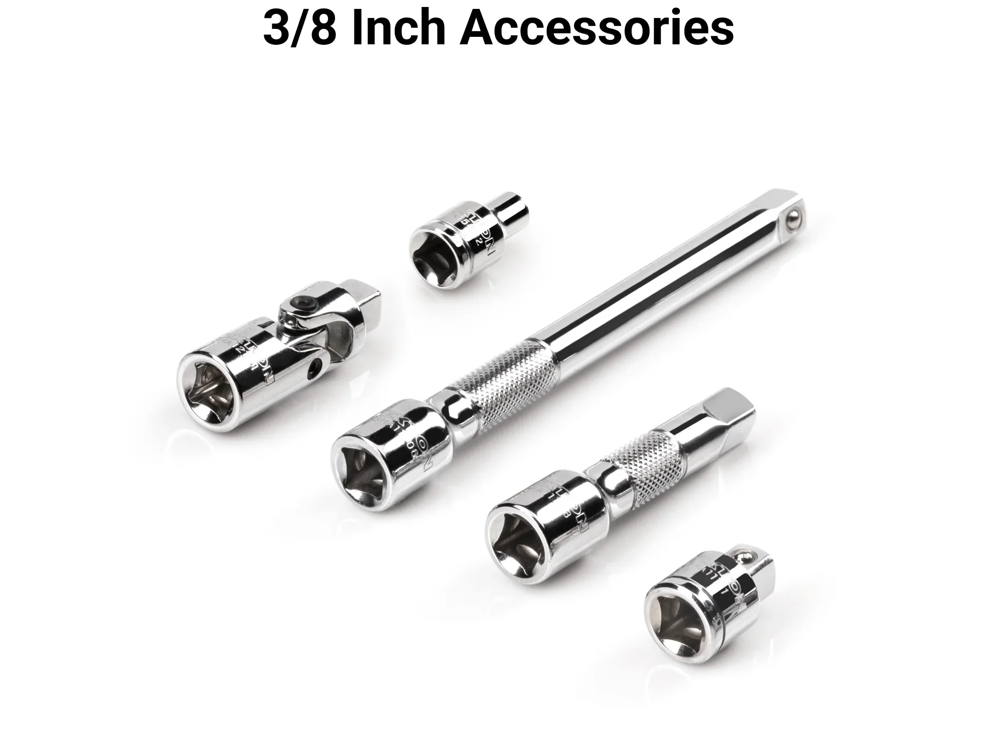 TEKTON 3/8 Inch Drive 12-Point Socket and Ratchet Set with Rails, 44-Piece (6-24 mm) | SKT13202
