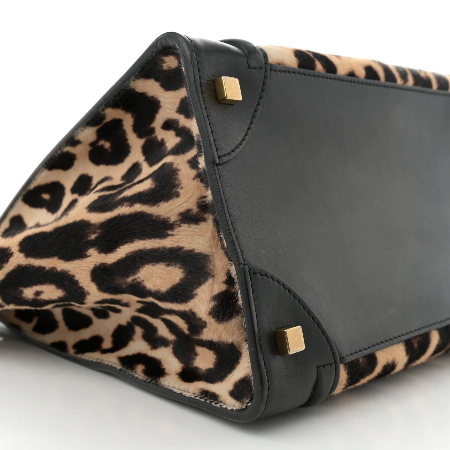 Leopard Pony Hair Mini Luggage Black