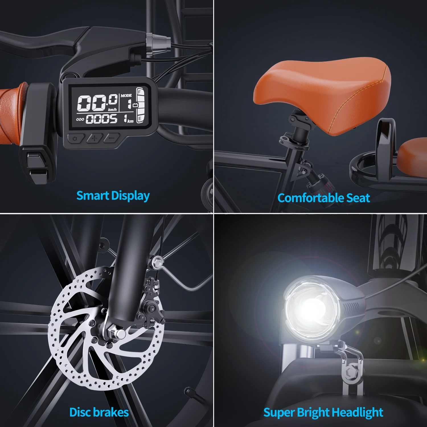 1500W Electric Bike for Adults,31MPH 48V 15.6AH Mountain Bike, 20"Fat Tire 7 Speed Electric Bicycle UL2849(20''1500W-48V-15.6AH-30MPH) - Image 6