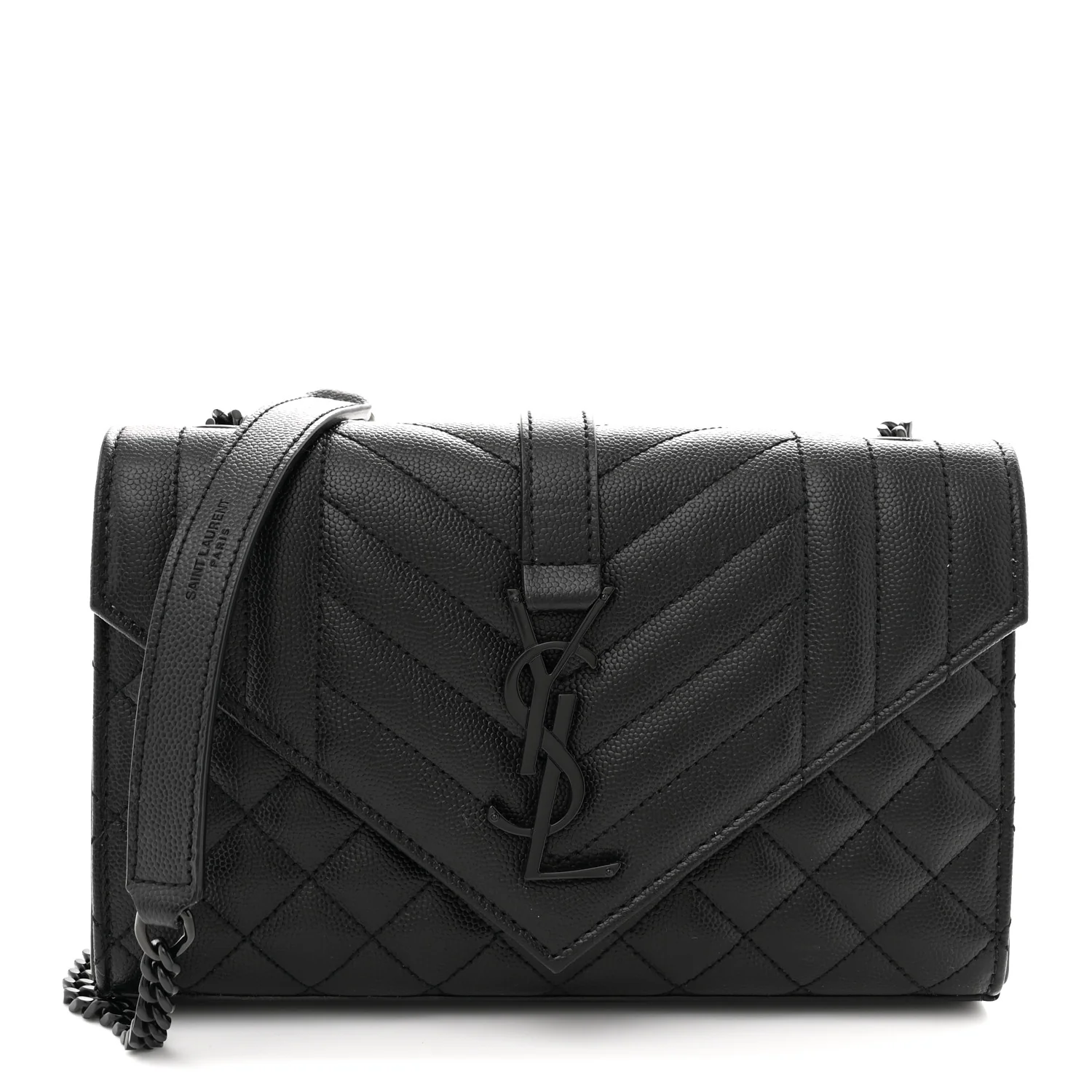 Grain De Poudre Textured Mixed Matelasse Triquilt Small Monogram Monochrome Satchel Black