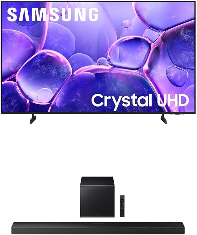 Samsung 85-Inch Class Crystal UHD U8000F 4K Smart TV (2025 Model) Endless Free Content  Crystal Processor 4K + Samsung Q-Series Soundbar HW-QS700F 3.1.2 ch Subwoofer (2025 Model)