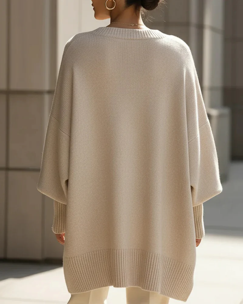 Pull col rond coupe décontractée