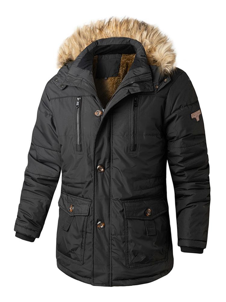 Manteau à capuche amovible et col en fausse fourrure
