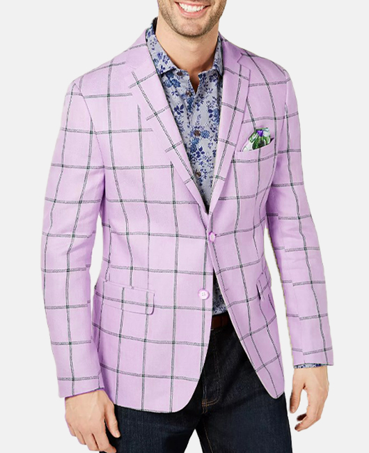 Blazer décontracté à carreaux, poche poitrine, revers cranté et deux boutons