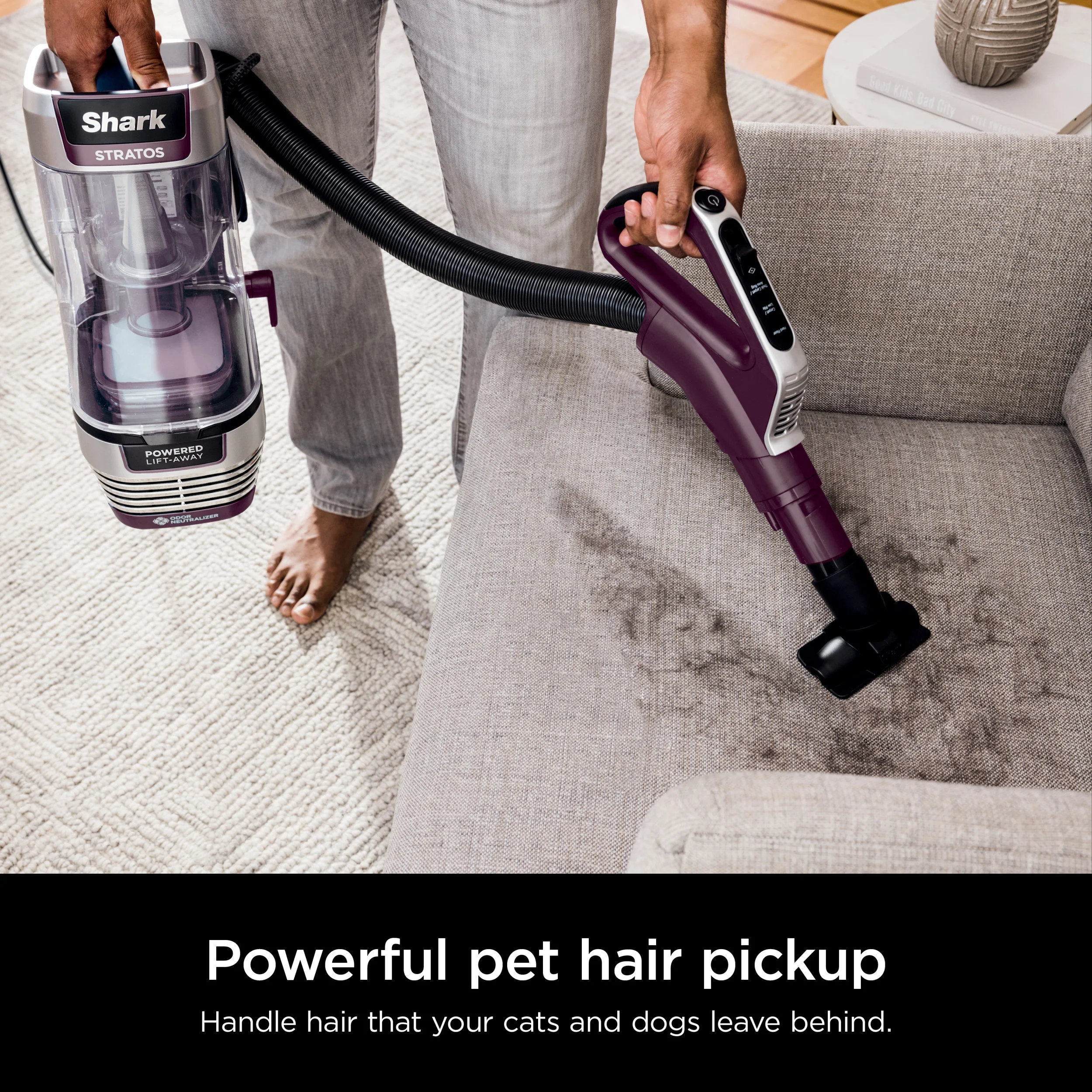 Upright Vacuum, Stratos, Pet Friendly, Bagless, Ultra Powerful Suction, Hard Floor and Carpet, DuoClean PowerFins HairPro, Self Cleaning Brushroll, Odor Neutralizer Technology, AZ3000, Burgundy Image 7