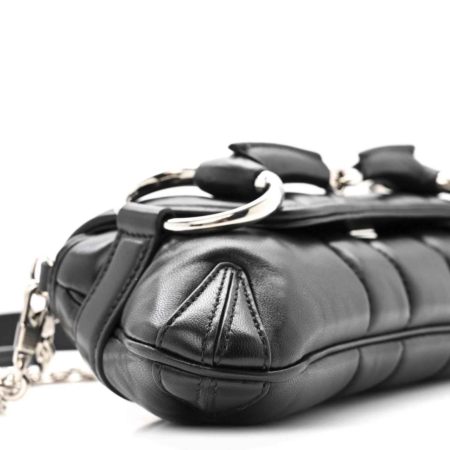 Nappa Vertical Matelasse Small Maxi Horsebit Chain Shoulder Bag Black