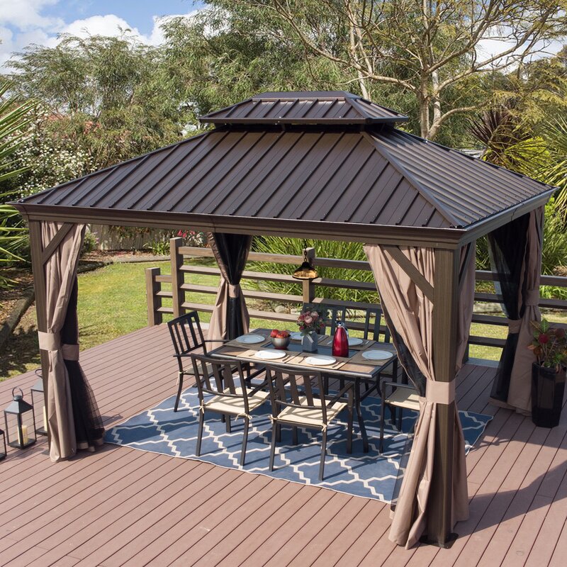 Gazebo de patio en aluminium Dahlin 12 pi de largeur x 10 pi de profondeur