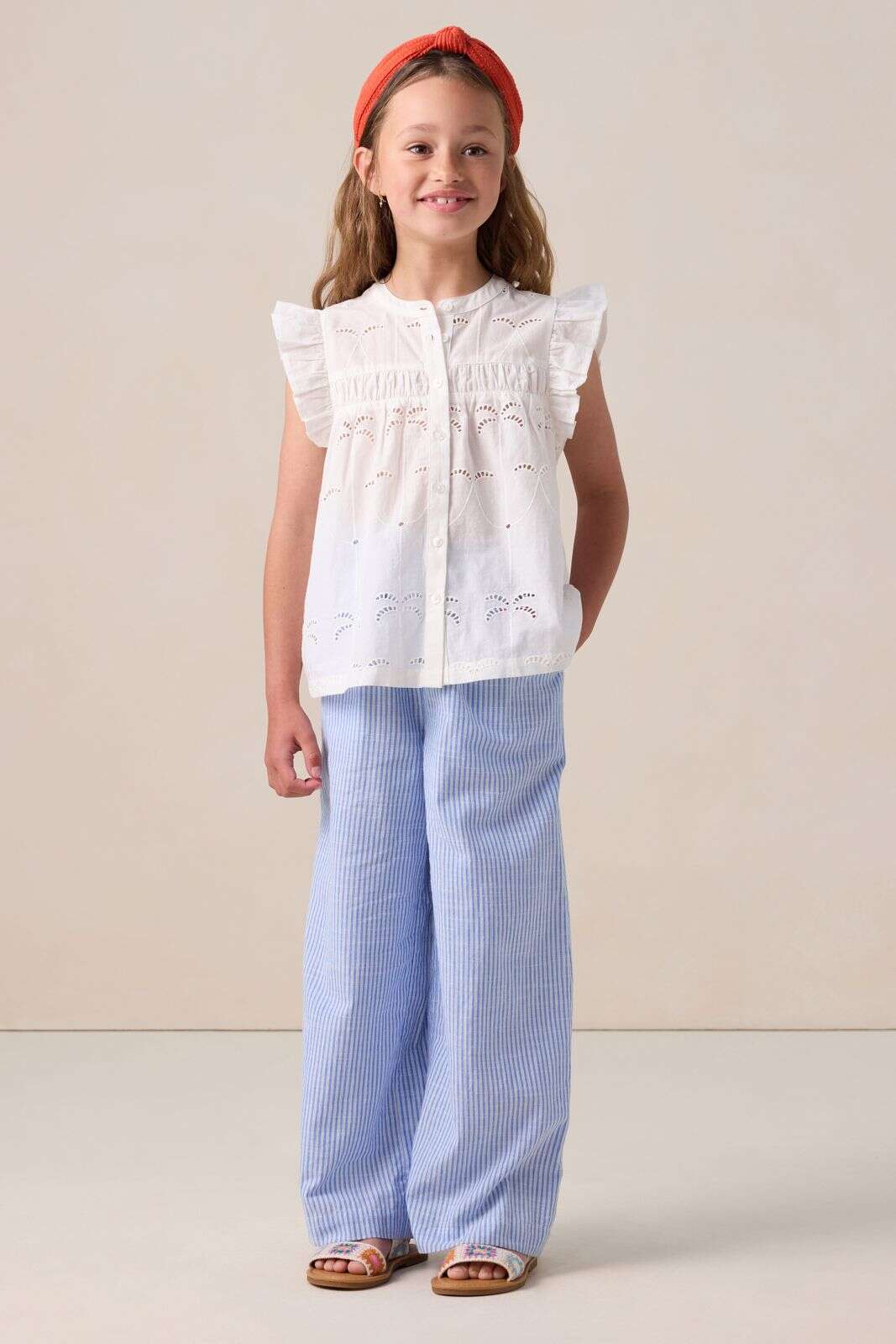 Witte blouse met palmboom print