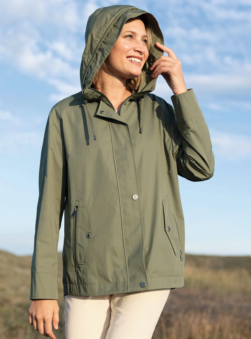 Parka femme à capuche vert kaki