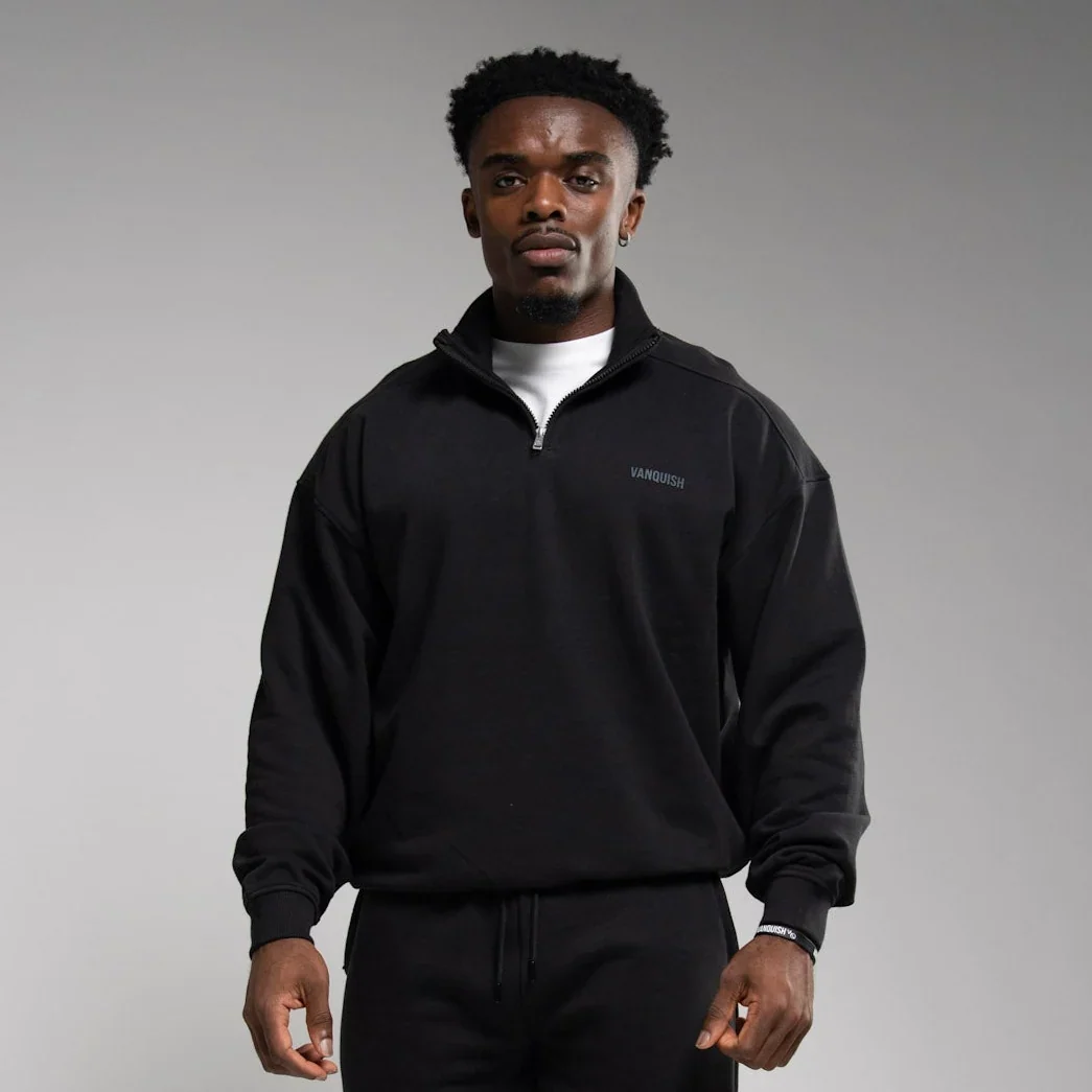 EVOLVE BLACK OVERSIZED 1/4 ZIP SWEATER