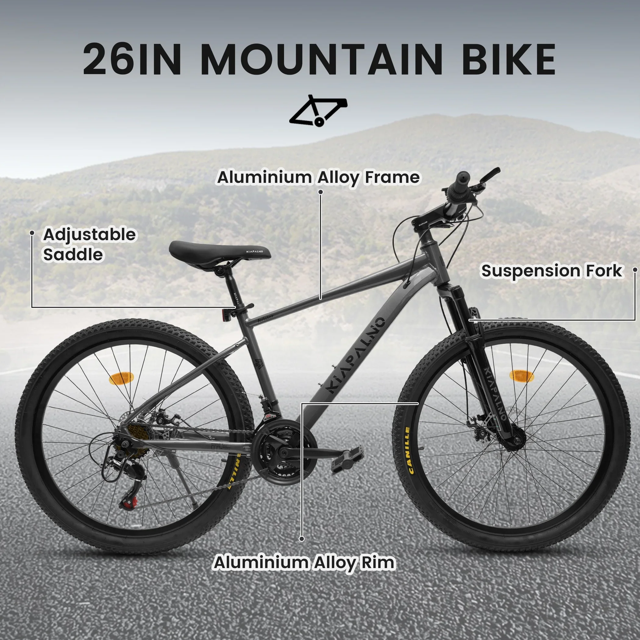 24 Inch Mountain Bike, 21 Speed Mountain Bicycle with Aluminium Alloy Frame, Dual Disc Brakes and Front Suspension, Men Commuting City Bike for Teenagers Adult, Quick Release Front Wheel, Black