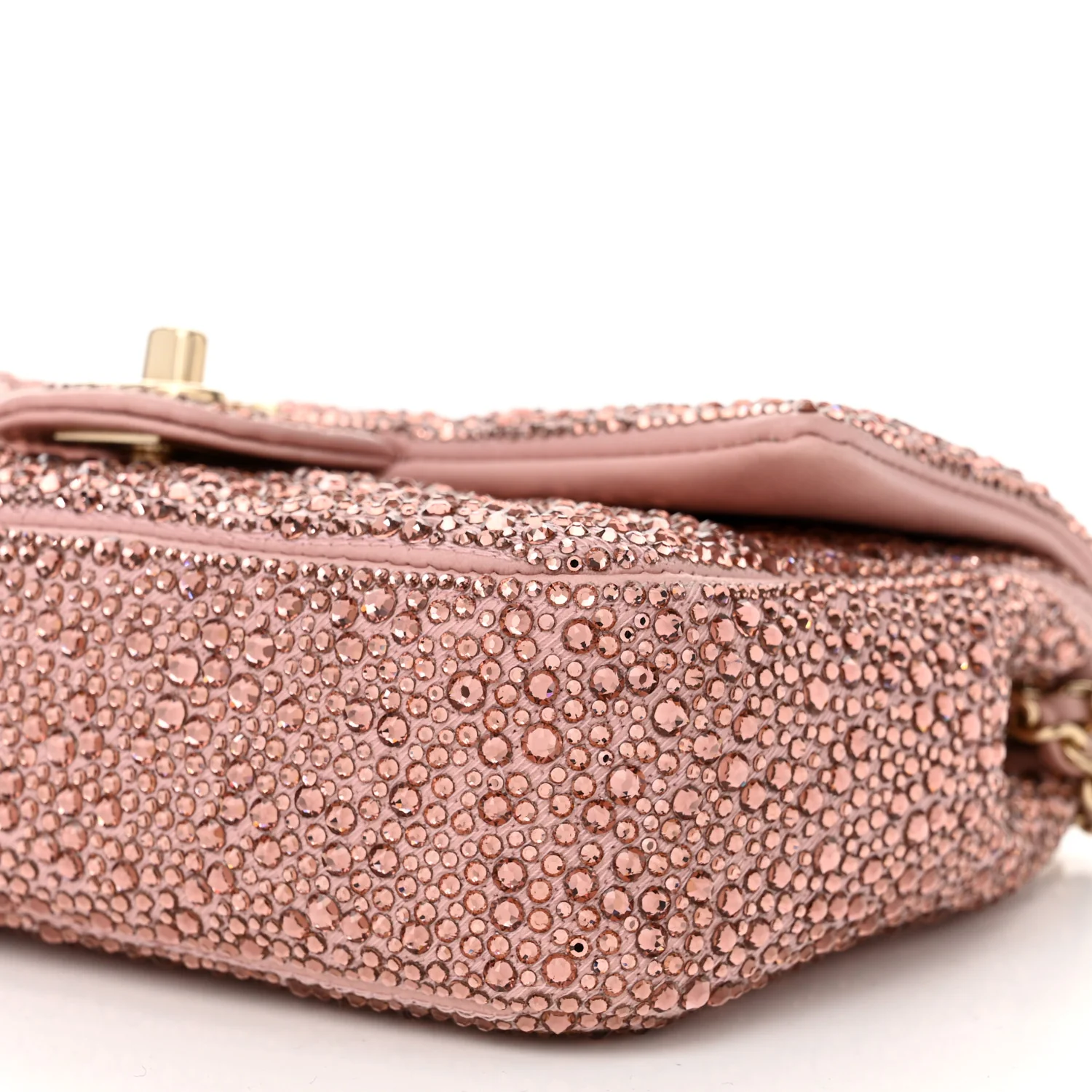 Lambskin Crystal Diamante Small Flap Light Pink