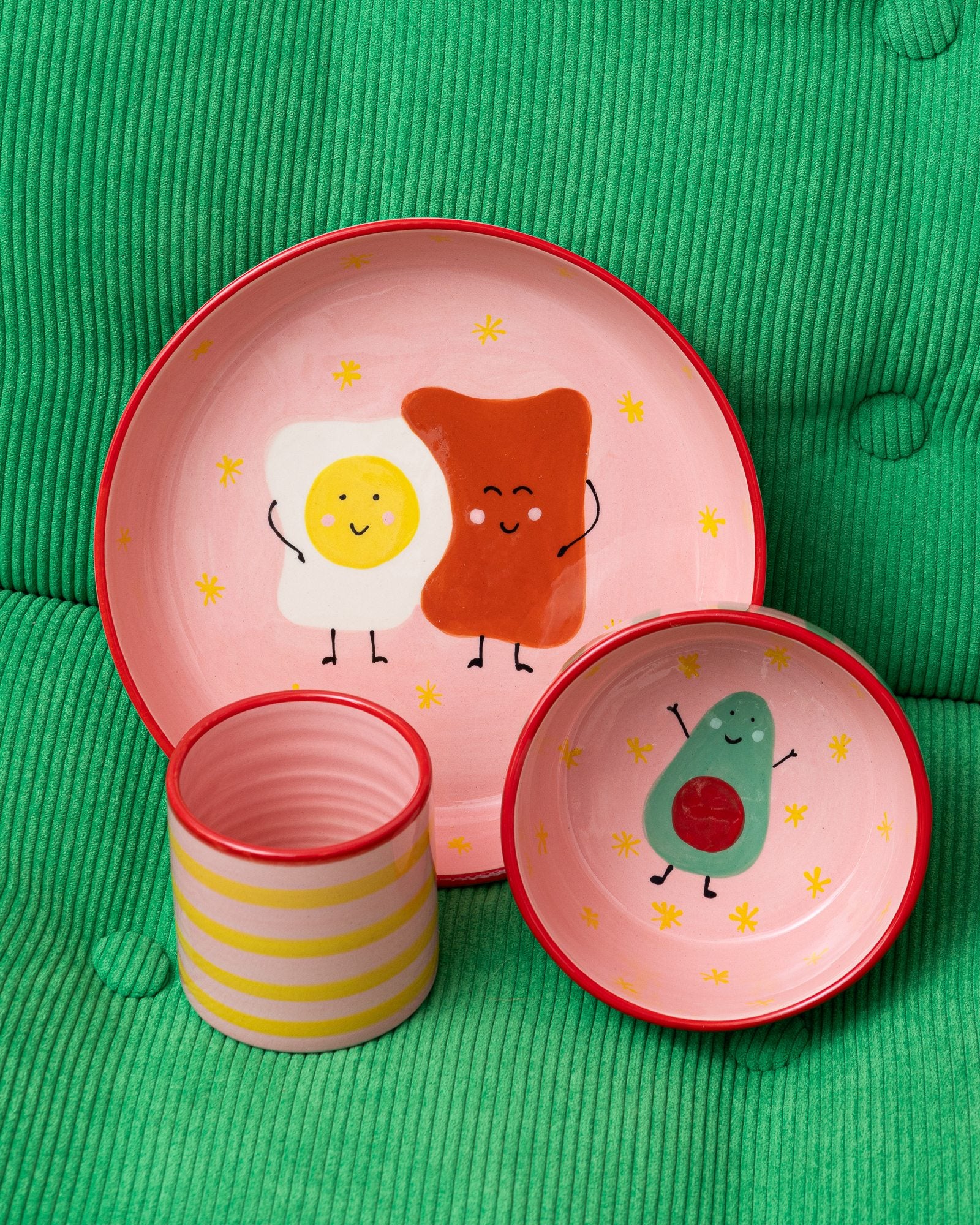 MIIO MIINI - TABLEWARE SET PINK RED 3 PIECES