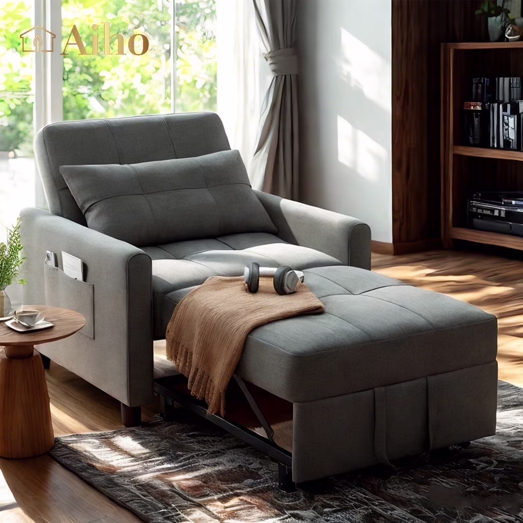 Convertible Sleeper Chair, 3-in-1 Convertible Sofa Bed Recliner Chair with Pull Out Couch Dark Gray(Dark Gray)