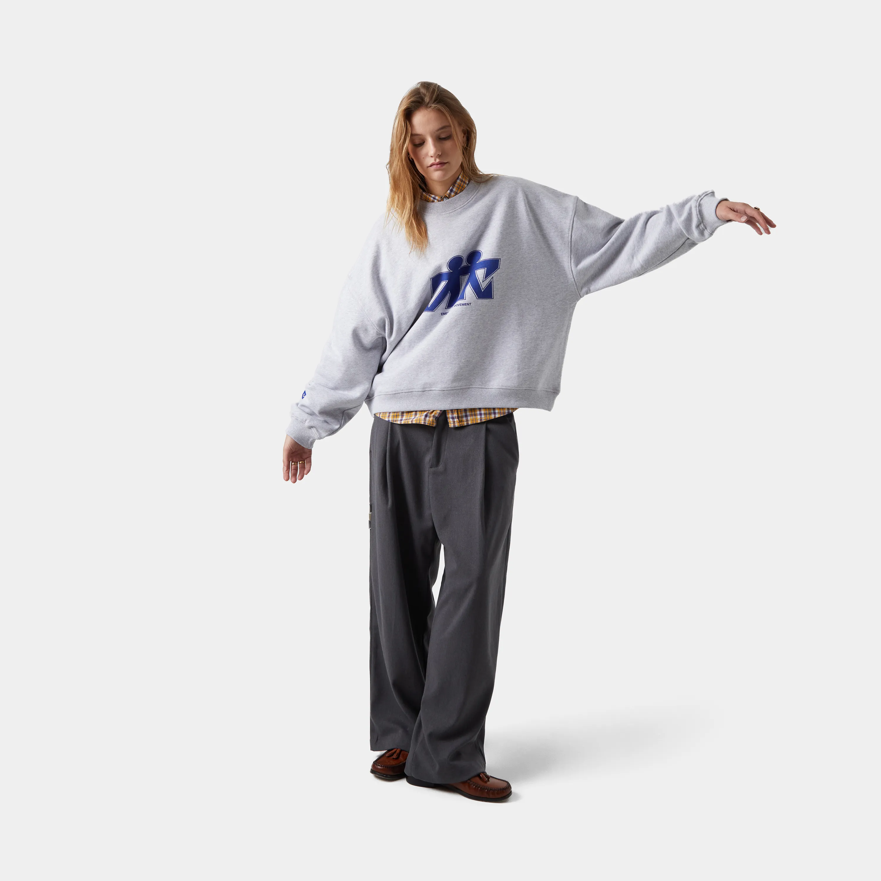 Mbuddy Grey Oversized Crewneck