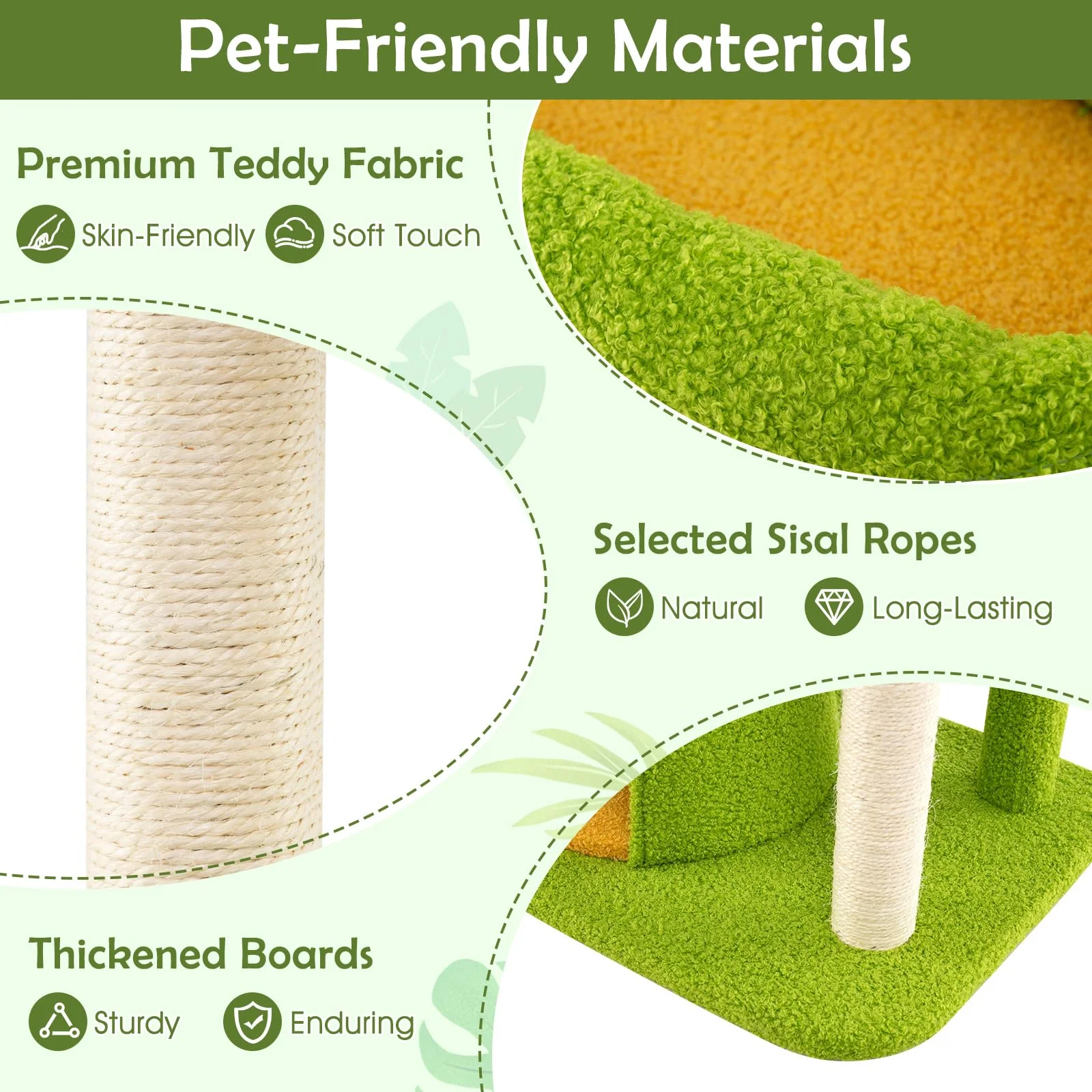 Tangkula Palm Cute Cat Tree with Sisal Scratching Posts