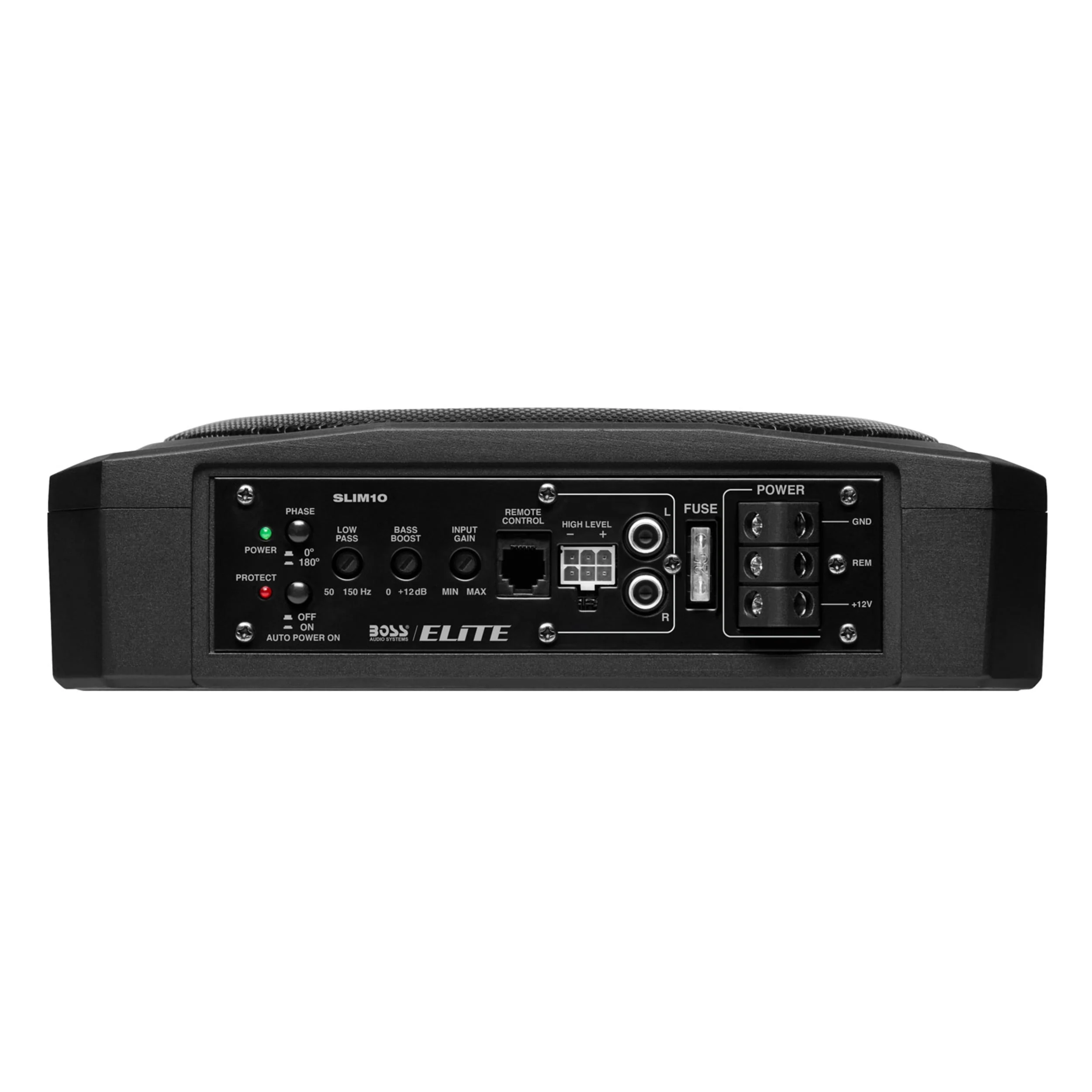 BOSS Audio Systems SLIM10 Elite Series 10 Inch Powered Car Audio Subwoofer - Low Profile, Remote Subwoofer Control, Built In Amplifier, Under Seat, For Truck, Hook Up To Amplifier