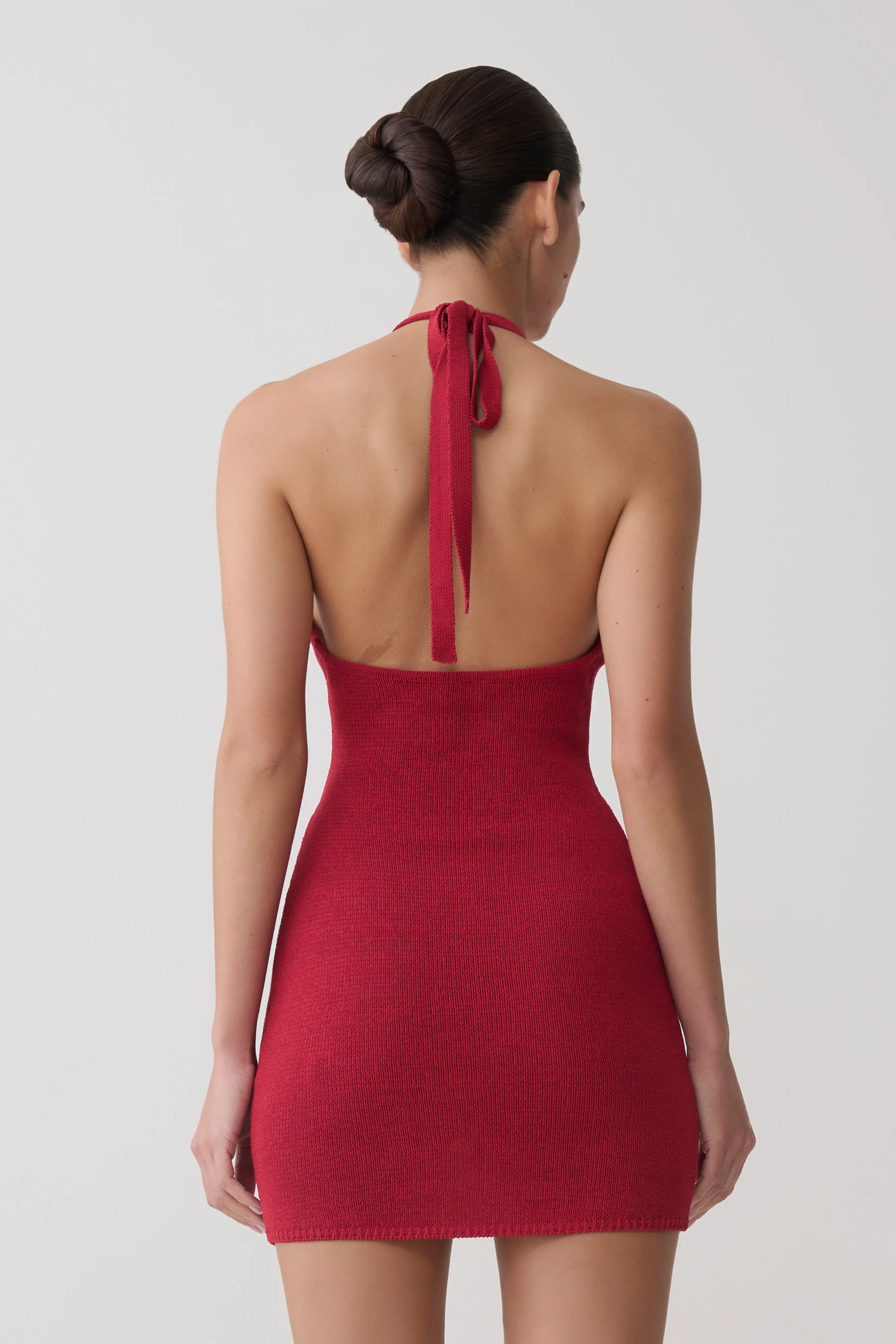 Bohdie Crochet Halter Mini Dress - Pomegranate